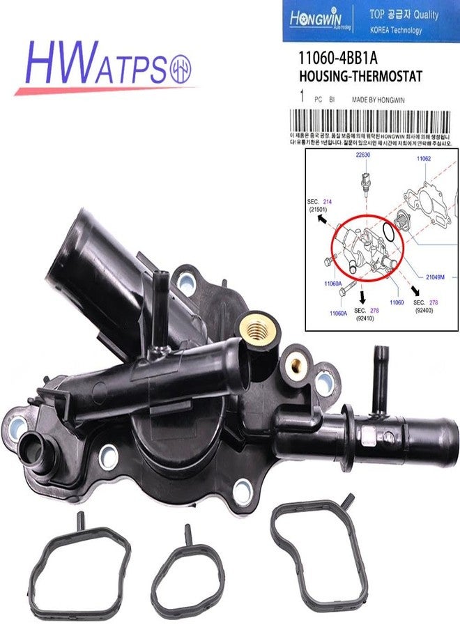 HWATPS 11060-4BB0A 11060-4BB1A Set of Engine Radiator Thermostat Housing for Nissan Sentra Rogue Sport 1.8L 2.0L 2017-2022 - Image 2