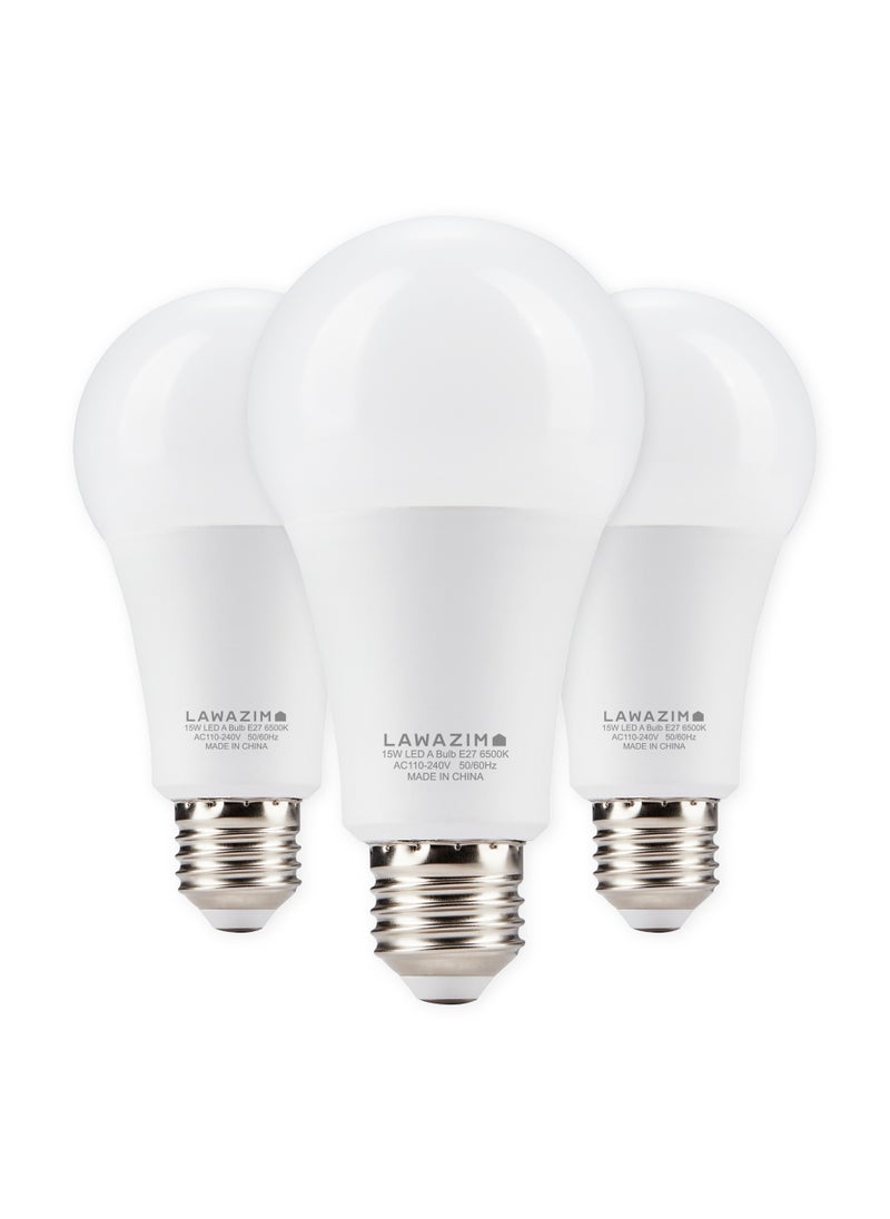 LAWAZIM 15W LED Bulb A70 E27 - 3 Piece 6500K Daylight - Energy Saving 80W Equivalent Non-Dimmable Lightbulbs with 1200 Lumens and Long-Lasting 15,000H Design - for Home, Kitchen, and Bedroom Lighting  - Image 1