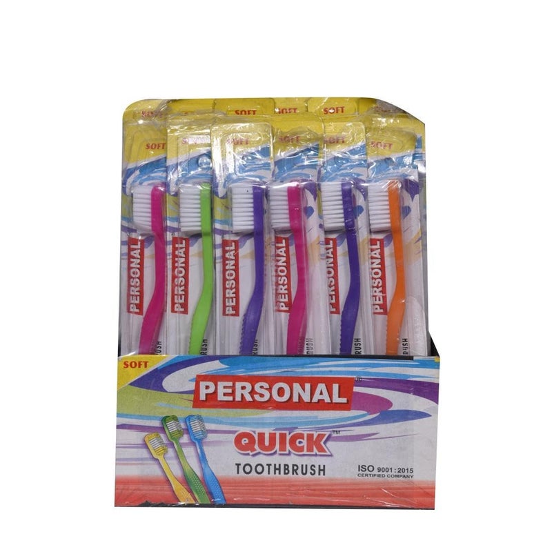 Personal Quick Soft Reaches all the critical areas Manual Toothbrush for adult, 36 Pieces - Image 1