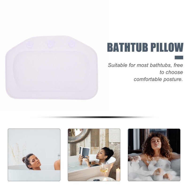 White PVC Foam Bath Pillow with Shoulder Support Head Neck Rest for Bathtub Spa - Image 5