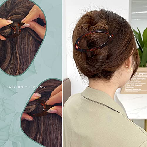 AWAYTR French Concord Hair Clips Claw 6Pcs Side Slid Flat Hair Clips for Volume Strong Hold No Slip Grip Hair Claw Clips for Women Girls Thick Thin Hair TortoiseshellLarge 47 inches - Image 3