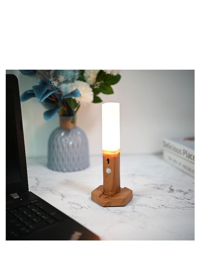 Motion Sensor Night Light, 3 Modes Smart Body Sensor Night Light, Magnetic Wall Light, Stick Battery Operated Stair Indoor Wooden Wall Sconces for Stair, Corridor, Kitchen, Living Room - Image 2