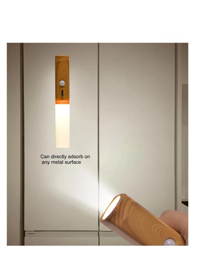 Motion Sensor Night Light, 3 Modes Smart Body Sensor Night Light, Magnetic Wall Light, Stick Battery Operated Stair Indoor Wooden Wall Sconces for Stair, Corridor, Kitchen, Living Room - Image 5