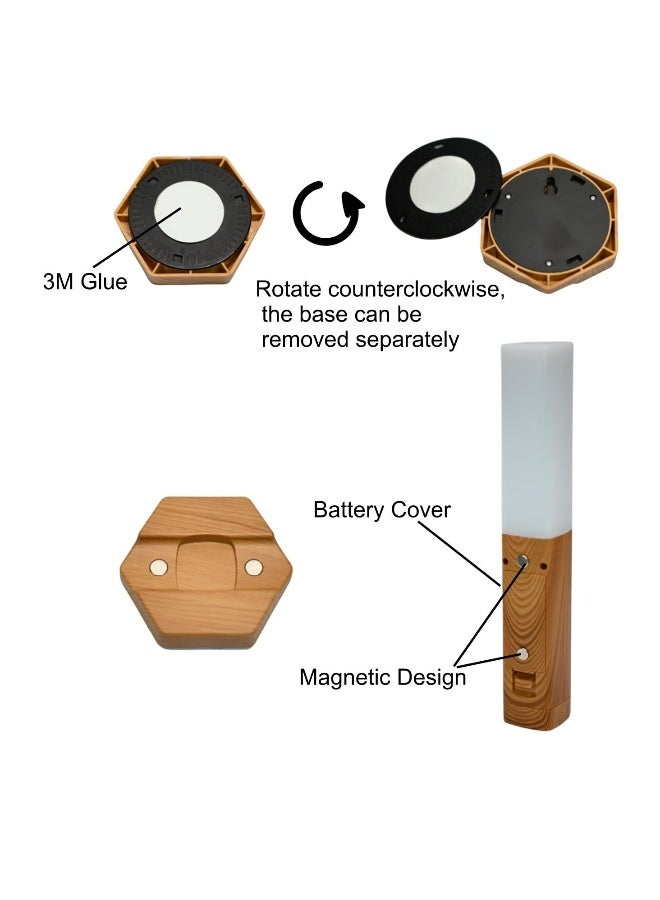 Motion Sensor Night Light, 3 Modes Smart Body Sensor Night Light, Magnetic Wall Light, Stick Battery Operated Stair Indoor Wooden Wall Sconces for Stair, Corridor, Kitchen, Living Room - Image 4
