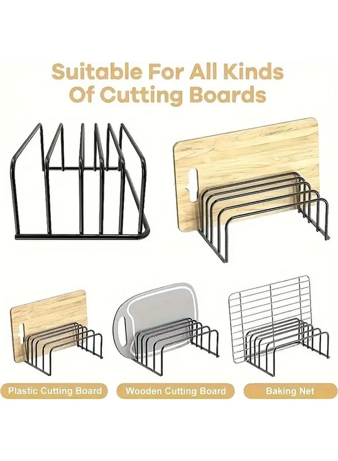 Faridabio Heavy Duty Metal Cutting Board And Baking Pan Organizer Black Space Saving Kitchen Storage Rack Countertop Or Cabinet Organizer Compatible With Standard Cutting Boards And Pans For Home And Commercial Kitchens Easy Installation Cutting Board Holder Sleek Metallic Finish Sturdy Construction Compact Design Rust Resistant Material Professional Chefs - Image 3