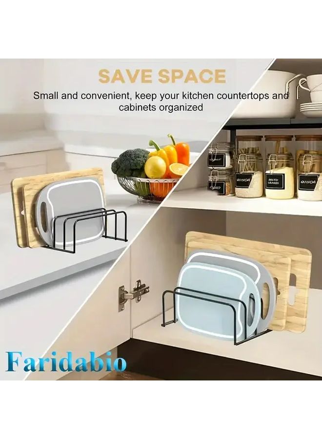 Faridabio Heavy Duty Metal Cutting Board And Baking Pan Organizer Black Space Saving Kitchen Storage Rack Countertop Or Cabinet Organizer Compatible With Standard Cutting Boards And Pans For Home And Commercial Kitchens Easy Installation Cutting Board Holder Sleek Metallic Finish Sturdy Construction Compact Design Rust Resistant Material Professional Chefs - Image 1