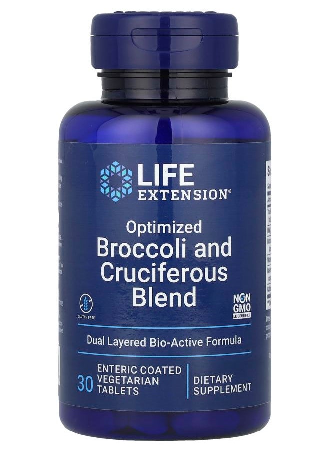 Life Extension Optimized Broccoli and Cruciferous Blend 30 Enteric Coated Vegetarian Tablets 