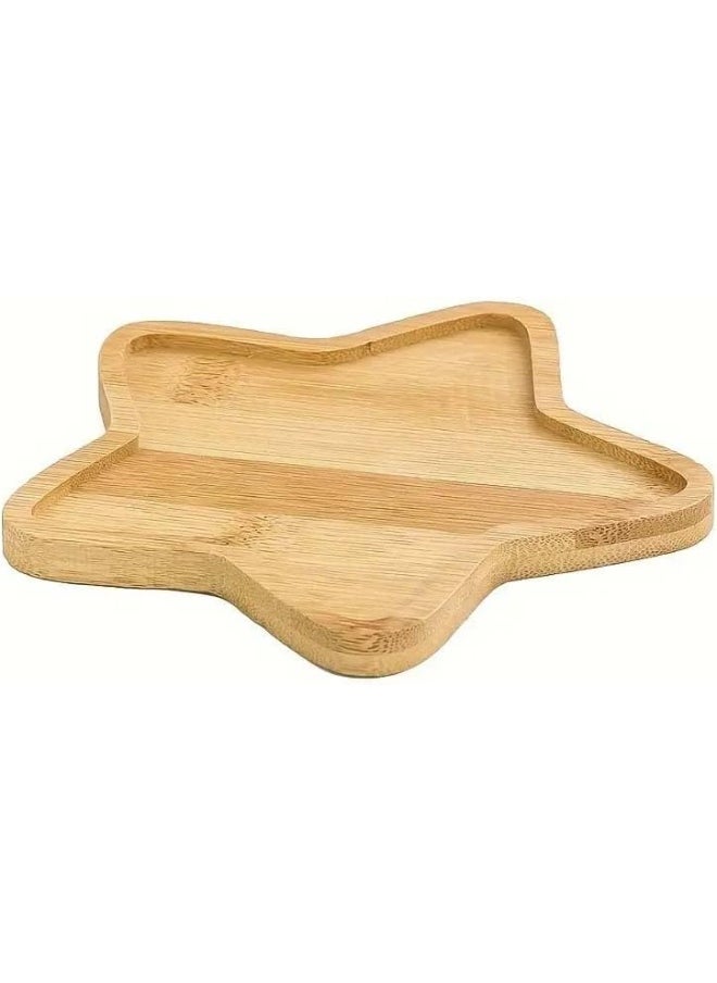 Horoof Home Set of 2 Star-Shaped Wooden Trays – 15x15x1cm Decorative Bamboo Trays for Serving and Home Décor  - Image 2