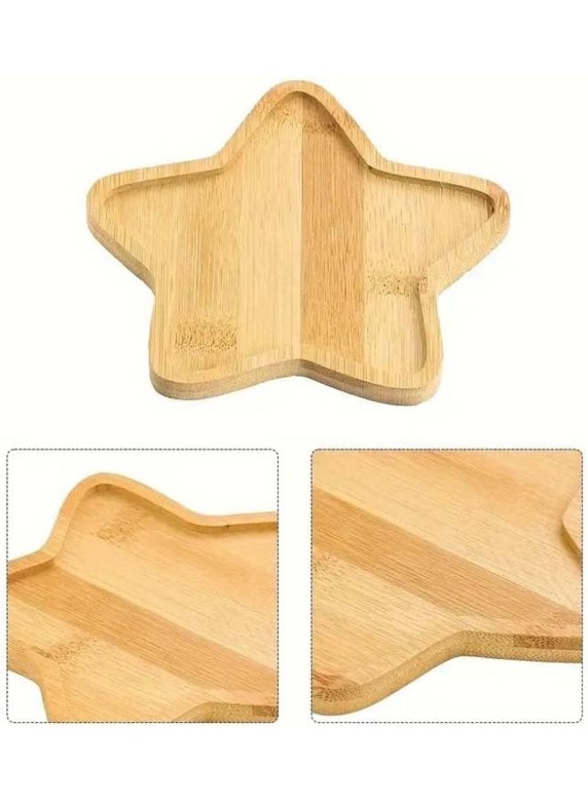 Horoof Home Set of 2 Star-Shaped Wooden Trays – 15x15x1cm Decorative Bamboo Trays for Serving and Home Décor  - Image 5