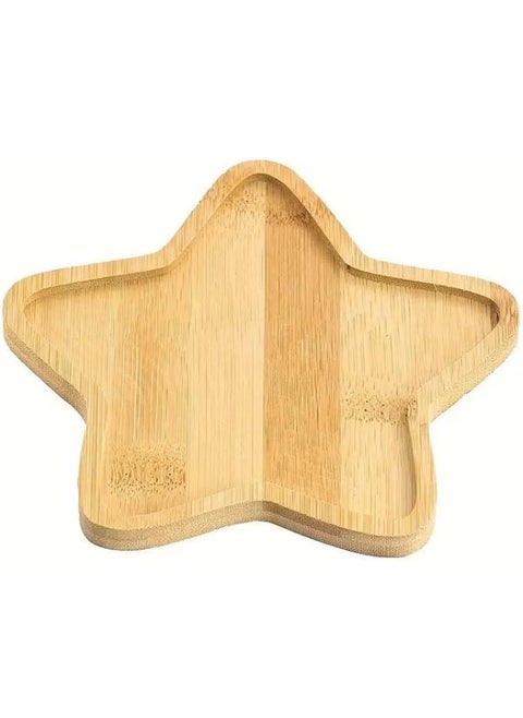 Set of 2 Star-Shaped Wooden Trays – 15x15x1cm Decorative Bamboo Trays for Serving and Home Décor