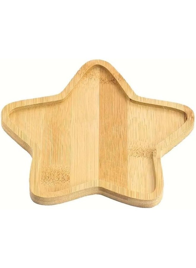 Horoof Home Set of 2 Star-Shaped Wooden Trays – 15x15x1cm Decorative Bamboo Trays for Serving and Home Décor  - Image 1