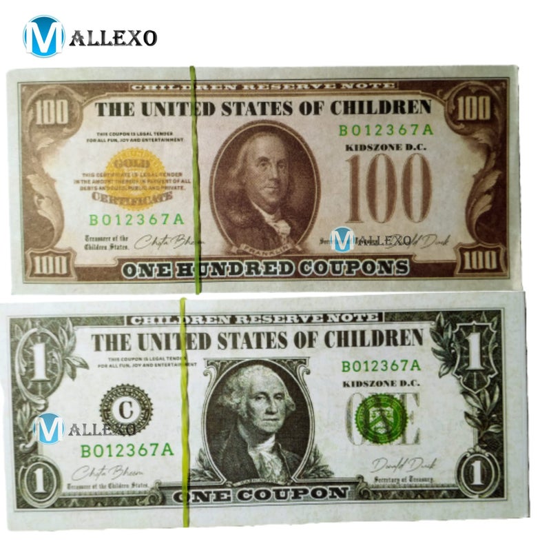 Mallexo Dollar Money Toys for Kids 600Pcs Coupons 6 Design Doller Dummy Currency Notes for Boys Girls Learning and Education Baby Toys Money Multicolor Nakli Notes or Playing Fake Money Notes (Dollar) - Image 3