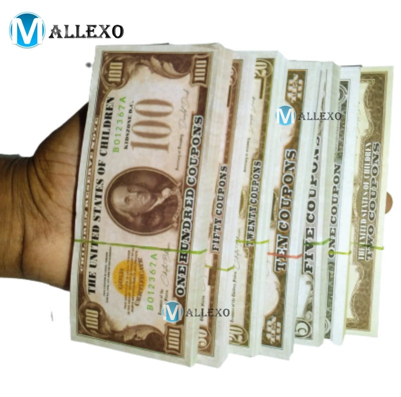 Mallexo Dollar Money Toys for Kids 600Pcs Coupons 6 Design Doller Dummy Currency Notes for Boys Girls Learning and Education Baby Toys Money Multicolor Nakli Notes or Playing Fake Money Notes (Dollar) - Image 5