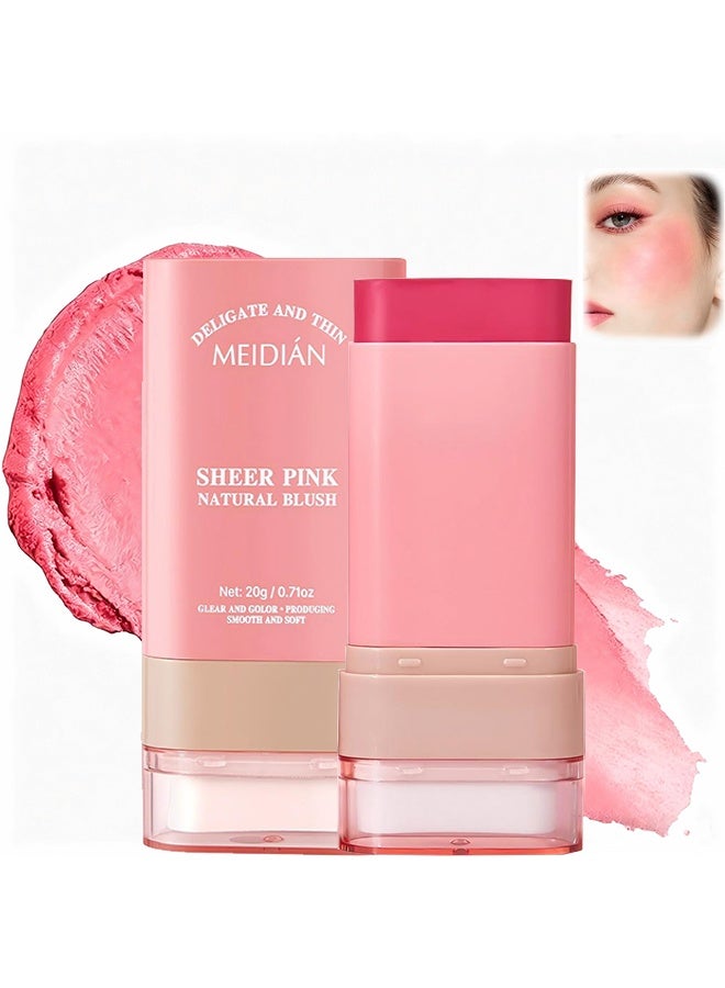 Meidián Sheer Pink Natural Blush,2-in-1 Blush Cream for Cheeks & Lip, Face Matte Contour Blush Makeup, Tinted Solid Stick with Long Lasting, Nude Makeup Multi-Use Color Stick Creamy Blush,03# - Image 1