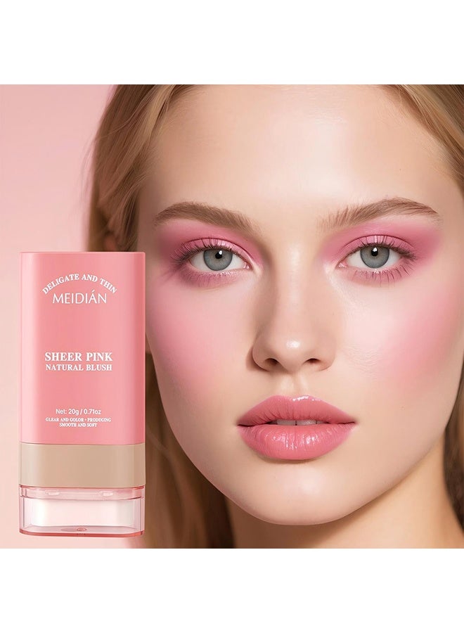 Meidián Sheer Pink Natural Blush,2-in-1 Blush Cream for Cheeks & Lip, Face Matte Contour Blush Makeup, Tinted Solid Stick with Long Lasting, Nude Makeup Multi-Use Color Stick Creamy Blush,03# - Image 3