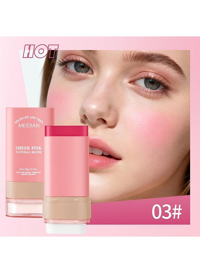Meidián Sheer Pink Natural Blush,2-in-1 Blush Cream for Cheeks & Lip, Face Matte Contour Blush Makeup, Tinted Solid Stick with Long Lasting, Nude Makeup Multi-Use Color Stick Creamy Blush,03# - Image 2