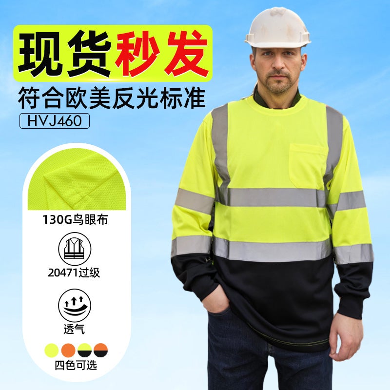 Selling Reflective Clothing T-Shirt Breathable Long Sleeve Labor Protection Work Clothes Construction Mine Warehouse Work Clothes Frock - Image 2