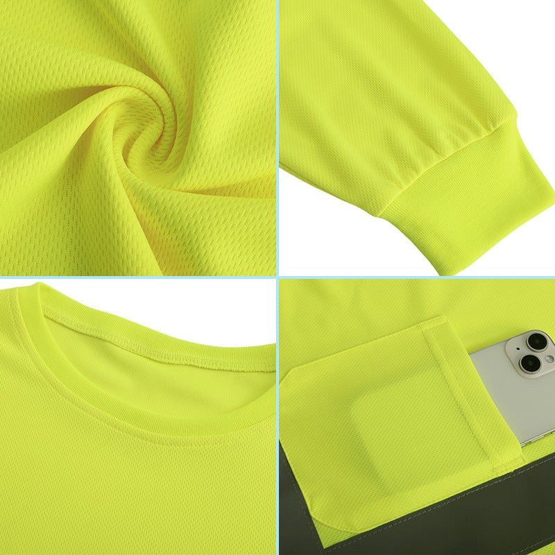 Selling Reflective Clothing T-Shirt Breathable Long Sleeve Labor Protection Work Clothes Construction Mine Warehouse Work Clothes Frock - Image 3