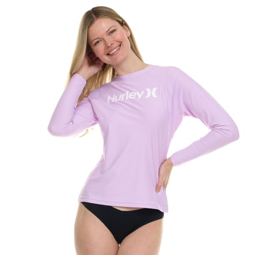 Hurley Rash Guard for Women, Womens Rash Guard Long Sleeve Shirts, Rashguard Swim Shirt Women UPF 50+ SPF & UV Protection Lilac - Image 2