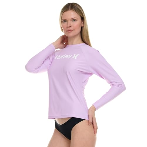 Hurley Rash Guard for Women, Womens Rash Guard Long Sleeve Shirts, Rashguard Swim Shirt Women UPF 50+ SPF & UV Protection Lilac - Image 4