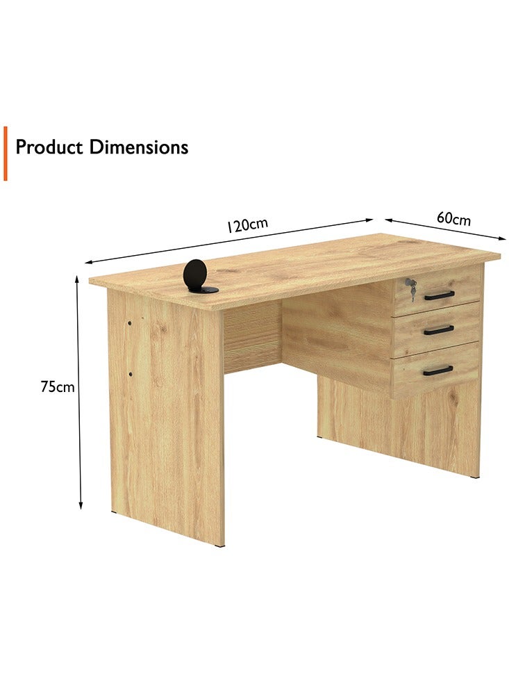 Mahmayi Mahmayi Solama MP1-1260 Writing Table with Hanging Drawers with 51-1H Round Desktop Power Module 1xUSB Slot & 1xEthernet utility port for Office Desk, Confernece Room Table - Oak - Image 3