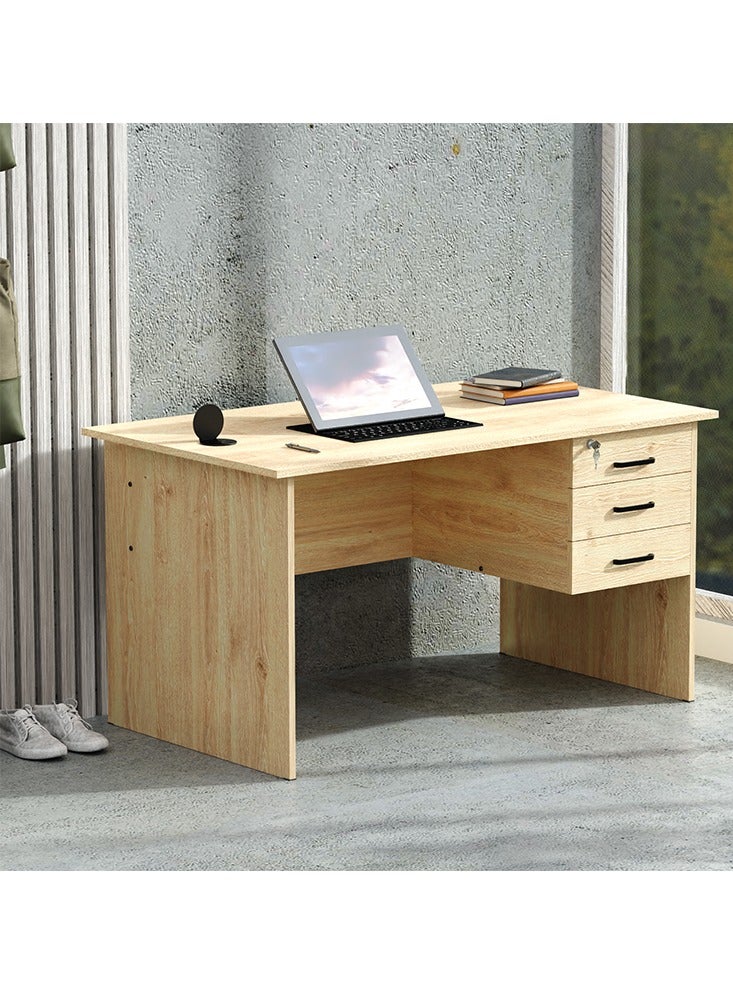 Mahmayi Mahmayi Solama MP1-1260 Writing Table with Hanging Drawers with 51-1H Round Desktop Power Module 1xUSB Slot & 1xEthernet utility port for Office Desk, Confernece Room Table - Oak - Image 4