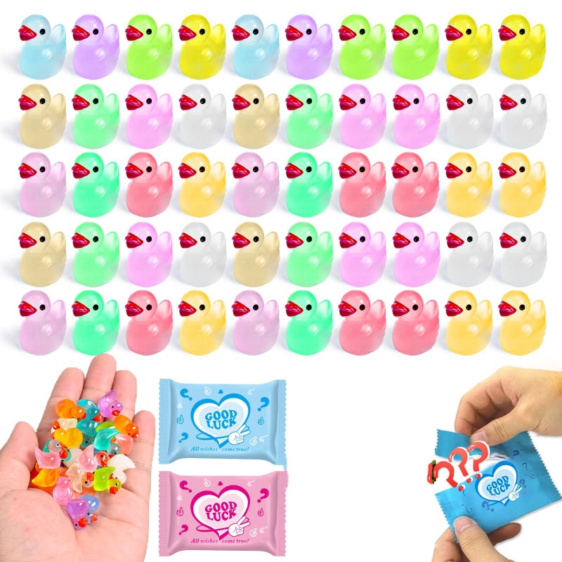 CIYOJA 50 Pcs Glow in The Dark Mini Resin Ducks Blind Bag Set Small Luminous Duck Figurines for Fairy Garden Dollhouse Craft Decoration Party Favors and Collectible Toys - Image 3