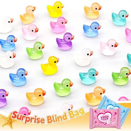 CIYOJA 50 Pcs Glow in The Dark Mini Resin Ducks Blind Bag Set Small Luminous Duck Figurines for Fairy Garden Dollhouse Craft Decoration Party Favors and Collectible Toys - Image 5