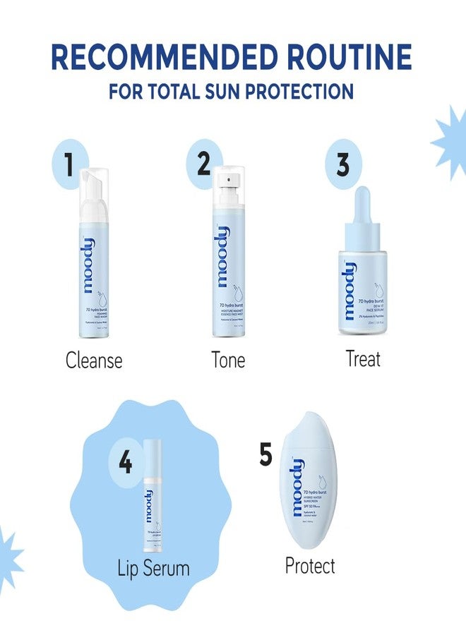 Moody 7D Hydro Burst Lip Serum Roll-On with Hyaluronic Acid, Kojic & Ceramides For Pigmentation & Hydration| Lip Serum for Chapped & Dry Lips | Nourishing and Moisturizing Lips | Paraben Free & Vegan - Image 2