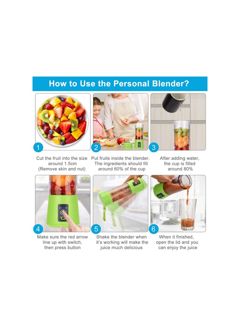 Portable Blender, Personal Size Blender Shakes And Smoothies, Mini Juicer Cup Usb Rechargeable, Handheld Travel Blender Fruit Mixer 380ml - Image 4