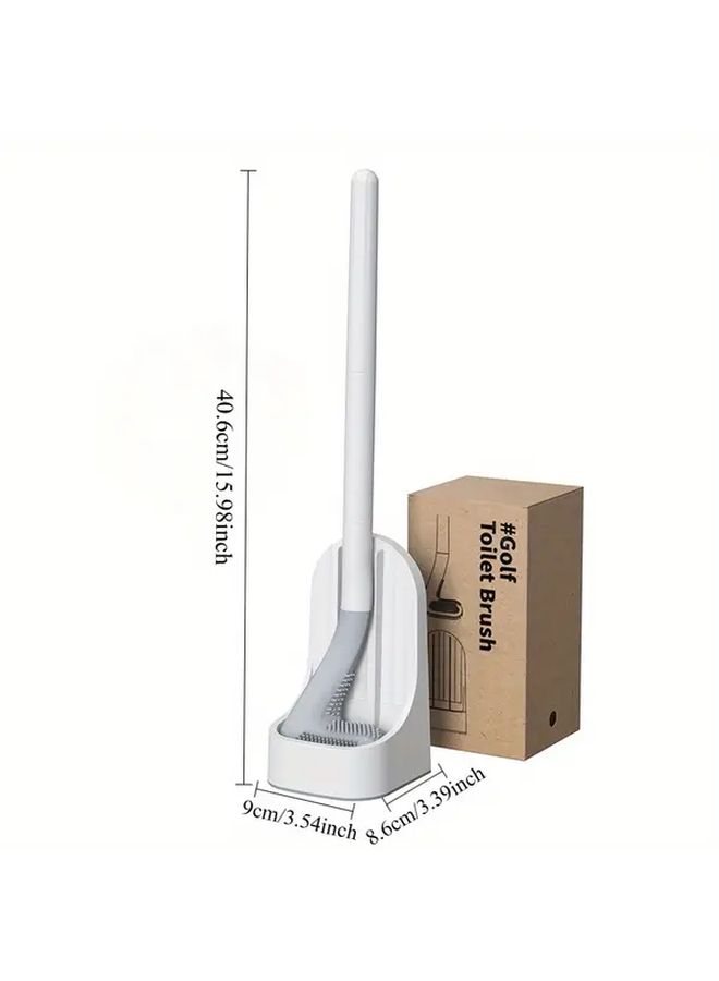 Ash Gray Toilet Brush with Removable Long Handle and Base Soft Rubber No Dead Angle Cleaning - Image 3