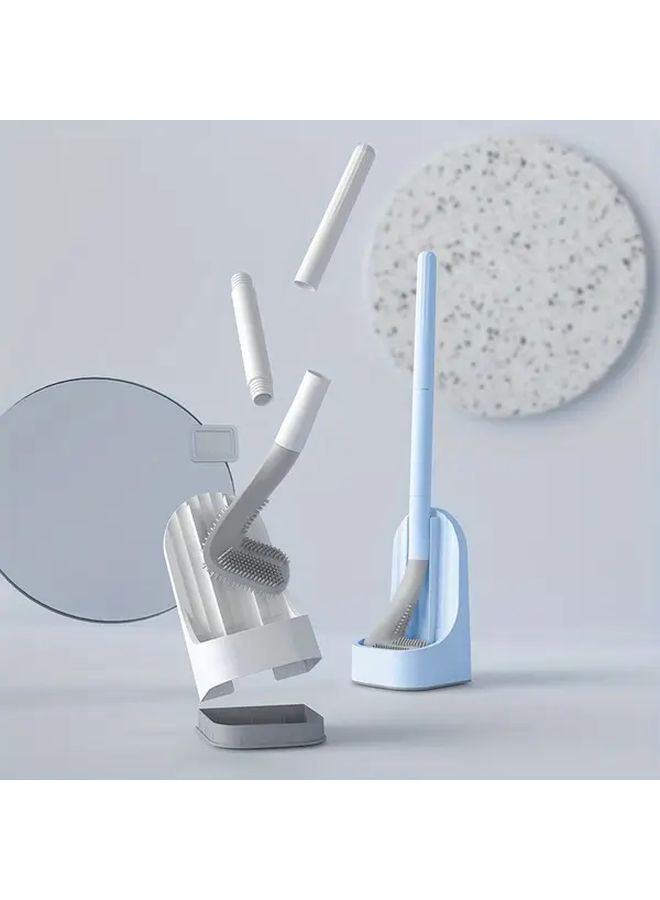 Ash Gray Toilet Brush with Removable Long Handle and Base Soft Rubber No Dead Angle Cleaning - Image 1