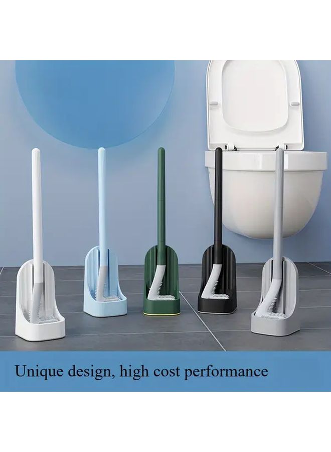 Ash Gray Toilet Brush with Removable Long Handle and Base Soft Rubber No Dead Angle Cleaning - Image 2