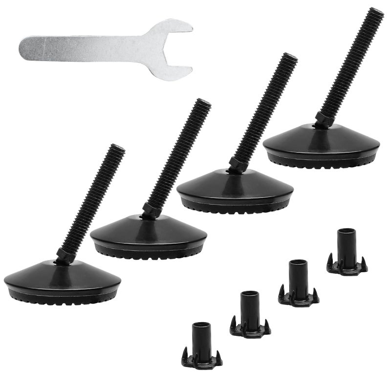 HARSKIYER 4pcs Furniture Levelers M8 Adjustable Swivel Feet Heavy Duty for Tables Sofa Cabinets Workbench Black