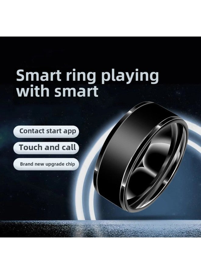 حلقة ذكية NFC بتقنية بلوتوث سوداء تعمل بالطاقة الشمسية متعددة الوظائف Android درجة الحرارة السحرية مع مقاومة للماء - اللون: NFC ذكي أسود مقاس 8 محيط الأصابع 56.9 ملم - Image 1