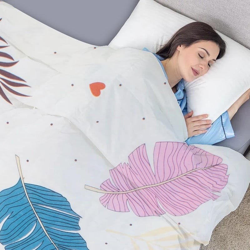 RD TREND Glace Cotton Duvet Cover for Single Bed with Zipper, Duvet Cover II Razai Cover II Quilt Cover Single Bed 60 x 90 Inches (White-Leaf) - Image 2