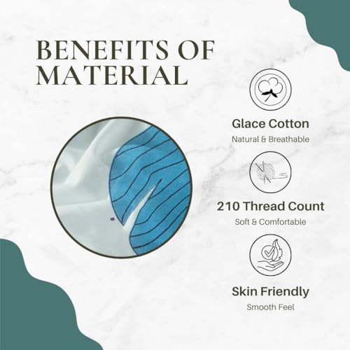 RD TREND Glace Cotton Duvet Cover for Single Bed with Zipper, Duvet Cover II Razai Cover II Quilt Cover Single Bed 60 x 90 Inches (White-Leaf) - Image 5