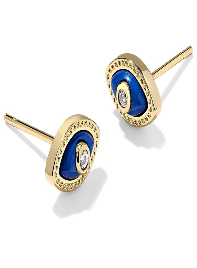 Kendra Scott, Women's, Mini Eye Stud Earrings, Gold Dark Blue Magnesite, One Size