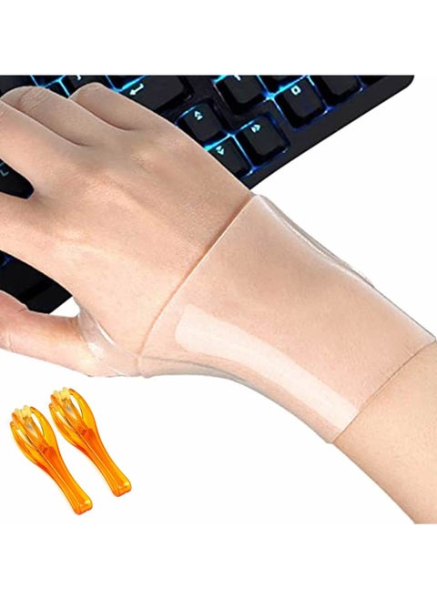 2 Pcs Gel Wrist Brace,Waterproof Gel Wrist Brace for Tendonitis - Wrist Carpal Tunnel Brace Support Wrist Splint Helps Relieve Tendinitis Pologmase with 2 Finger Roller Massager