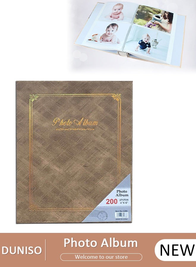 DUNISO 200 Pockets Stamping Photo Album for 6 Inches Photos Portable Photo Album for Family Wedding Boys Girls - Image 1