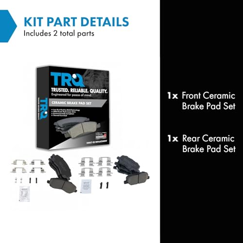 TRQ Front & Rear Brake Pads Ceramic Compatible with 2013-2019 Mitsubishi Outlander 2013-2018 Outlander Sport - Image 2