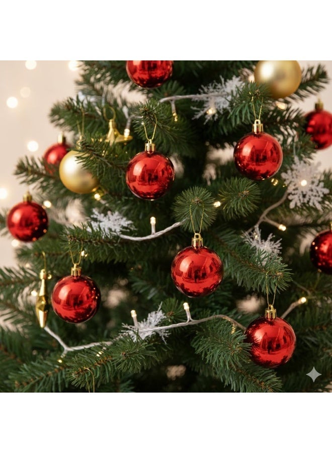 عناق سعيد زينة عيد الميلاد الحمراء اللامعة من Happy Hugs، زينة شجرة بلاستيكية مقاس 8 سم، عبوة من 6 زينة للعطلات مع أغطية ذهبية معلقة، طراز كلاسيكي تقليدي - Image 3
