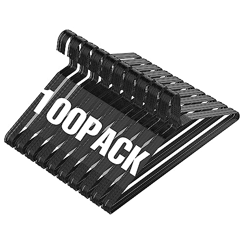 SPECILITE Wire Metal Clothes Hangers Bulk 100 Pack for Standard Size Suits Coats Shirts Pants Skirts Space Saving Non Slip16 Inch 12 Gauge Ultra Thin Black - Image 1
