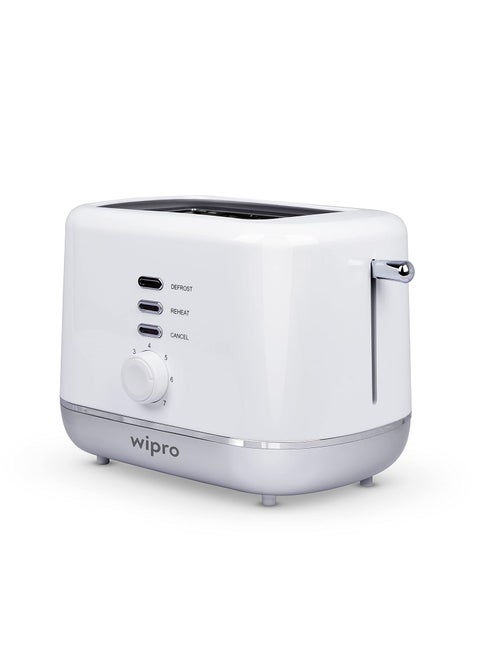 Wipro Vesta Bread Toaster 800 Watts Auto Pop up with Removable Crumb Tray 7 Browning Levels with Defrost and Pre Heat Function White Standard VA021020