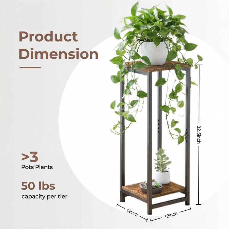 VonDream 2 Tier Tall Plant Stand Indoor, 32.5" Corner Plant Stands for Indoor Plants Multiple, Multi-Functional Small Side Table for indoor Plants - Image 4