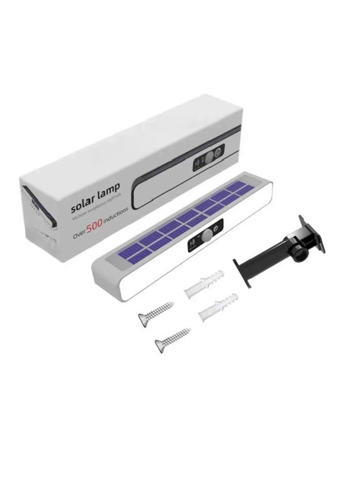 AROAQ Solar Light, Waterproof Solar LED Lamp, Three Modes Human Automatic Induction Solar Powered Security Light, Motion Light For Fence Patio Garden Garage Wall, (White Shell Bracket, White Light) - Image 1