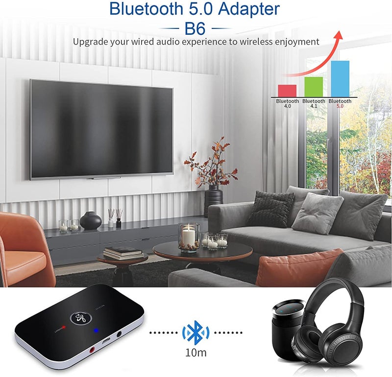 Etzin Bluetooth 5.0 Transmitter Receiver, Bluetoot 2 in 1 Wireless Adapter with 3.5mm Output Mini Bluetooth Audio Adapter Support MP4 / TV/PC/Car/Laptop/Home Stereo System (Black) AE-0831WA - Image 2