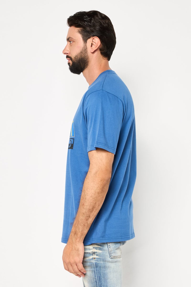 NorthLand Men Ribbed Collar Short Sleeve Brand Logo T-Shirt, Dark Blue - Image 3