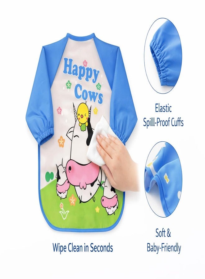 KIDDOLANE Silicone Baby Bibs Pack of 3 | Full-Sleeve Apron Bibs and Bibs with Food Catcher Pocket | Baby bibs for 6 to 24 months | Waterproof, BPA-Free, Easy Clean Feeding Bibs for Babies & Toddlers - Image 3
