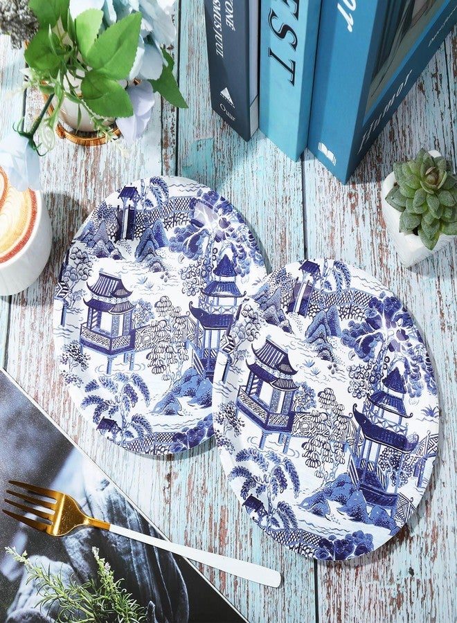 JarThenaAMCS Blue White Tuscan Paper Plates Chinoiserie Disposable Plates Round Dinner Plates 7 Inch for Wedding Birthday Baby Shower Party Supplies Table Decor, 24Pcs - Image 5
